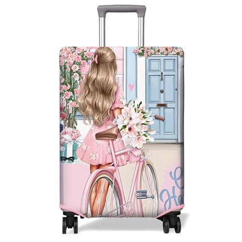 PtRug Travel Luggage Cover Suitcase Protector Fits 1832 Inch Wheel Covers PatternedTravel Related Items Flower Luggage Protector Elastic L
