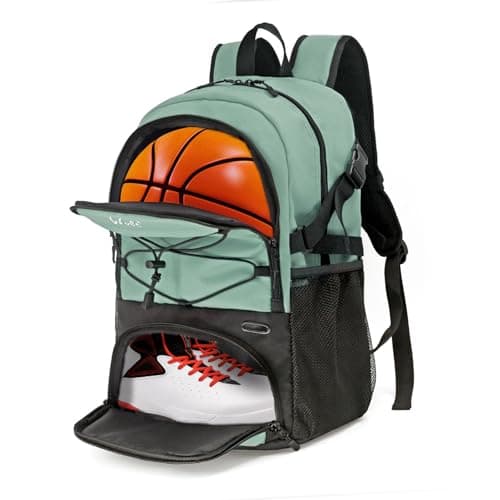WOLT Basketball Backpack Large Sports Bag with Separate Ball Holder Shoes Compartment Best for Basketball Soccer Volleyball Swim Gym Travel