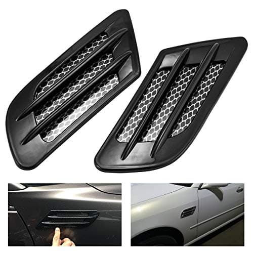 TUINCYN Universal Car Air Flow Intake Hood Scoop Vent Cover Black Decorative Side Ventilation ScoopPack of 2