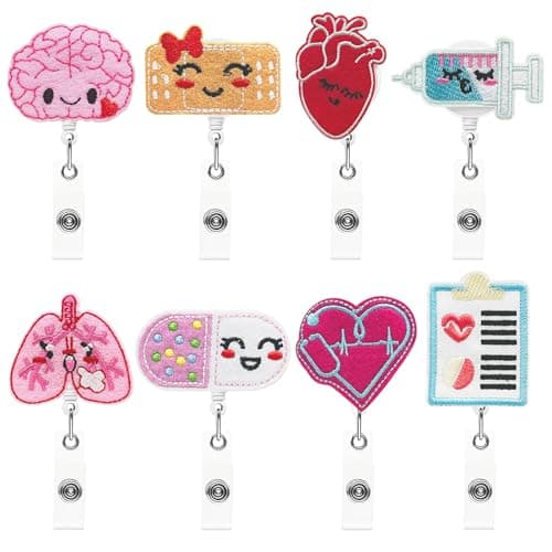 8 Pcs Nurse Badge Reels,Cute Badge Reel Clip Retractable ID Clip for Doctor Student Men Women Office Nurses Lanyard Supplies Accessories Bulk Gifts