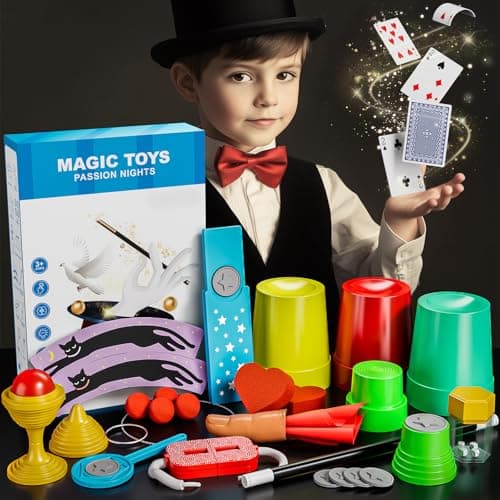 Novaluki Magic Kit for Kids 74 Magic Tricks Performance with Manual and Videos Magic Gift Set for 6 Years Old Beginner Magicians Perfect for Halloween Christmas Birthday Parties Family Fun
