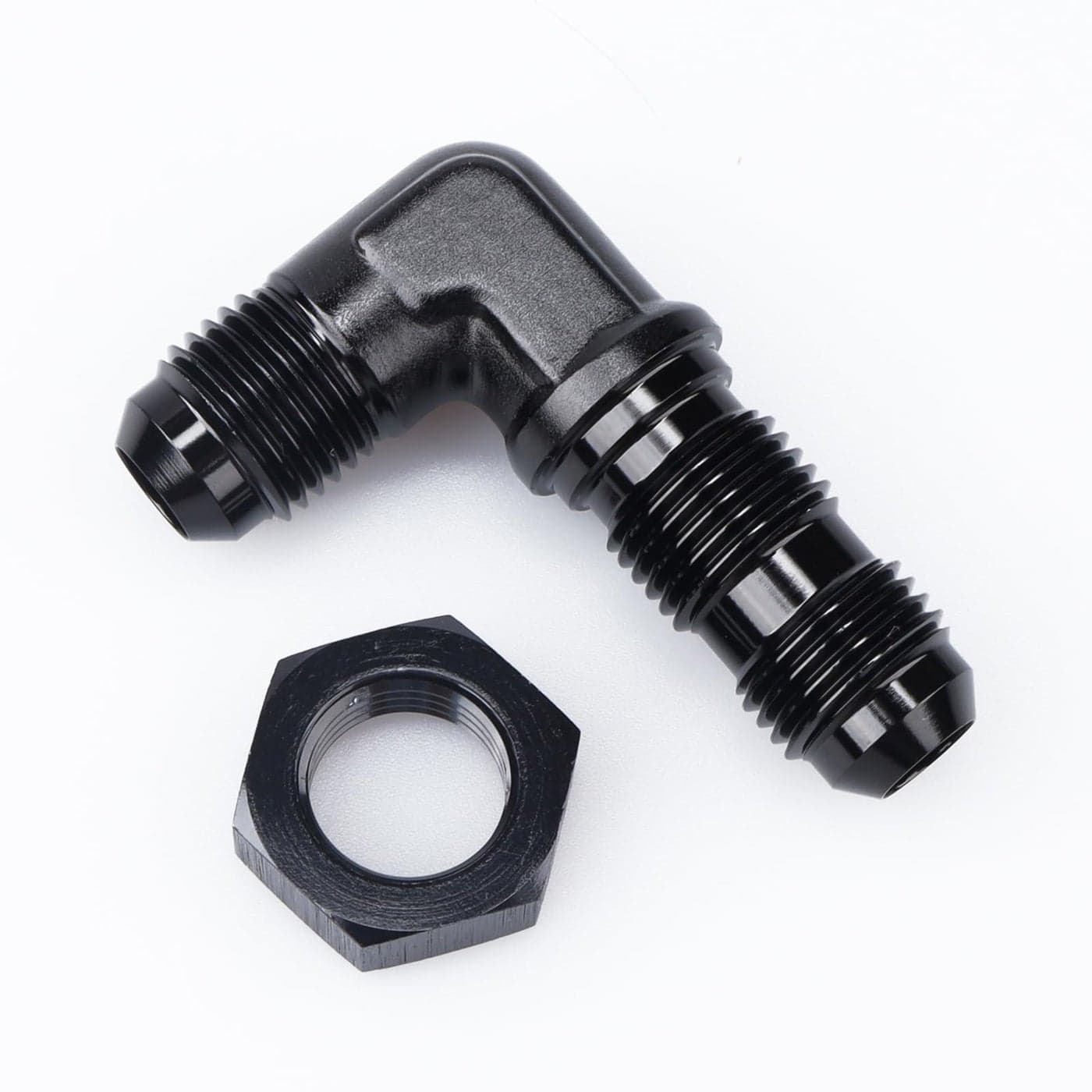 AC PERFORMANCE 6 AN Male Flare 90 Degree Bulkhead Fitting Adapter Aluminum Black with AN6 Nut