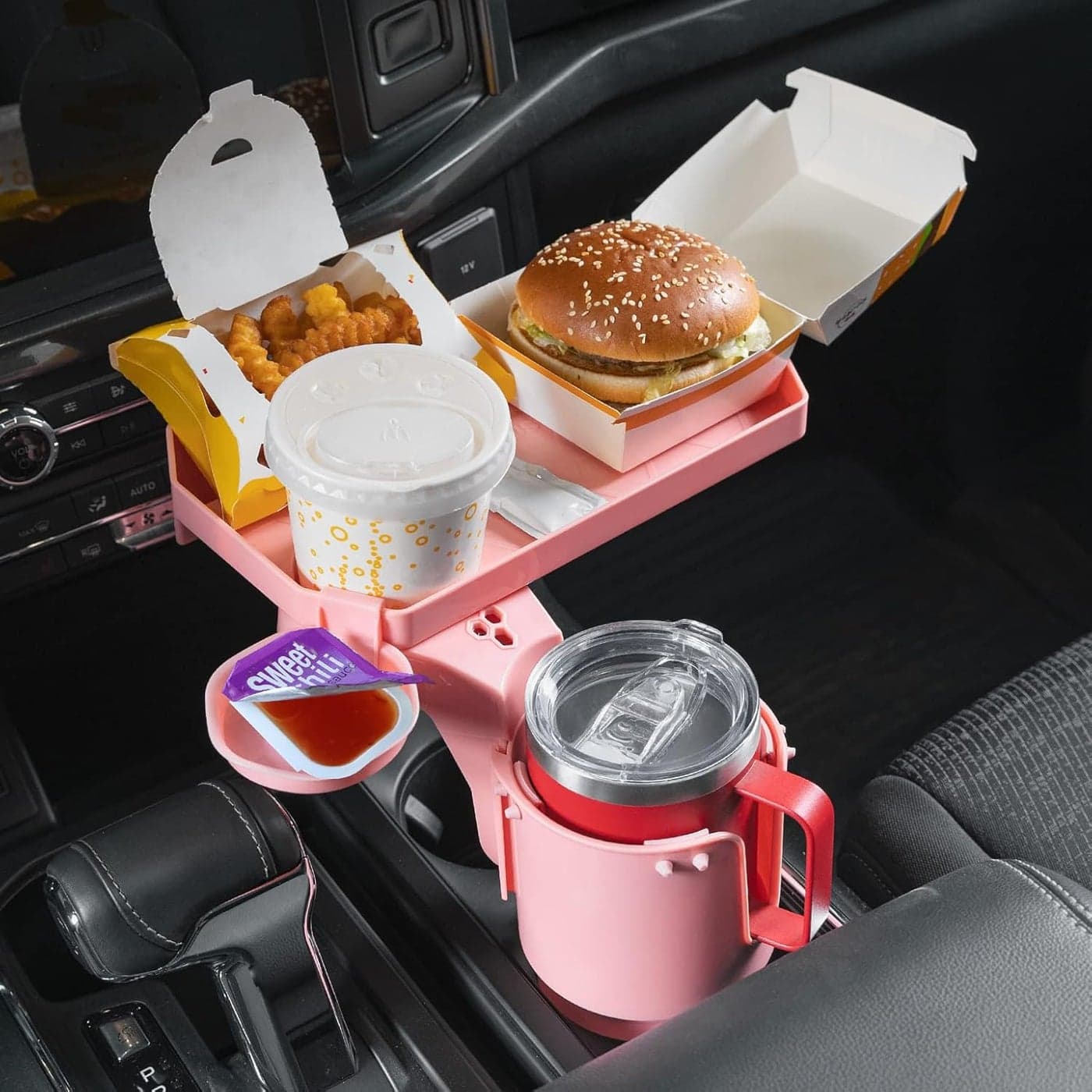 JoyTutus 360° Rotating Cup Holder Tray for Car - Pink