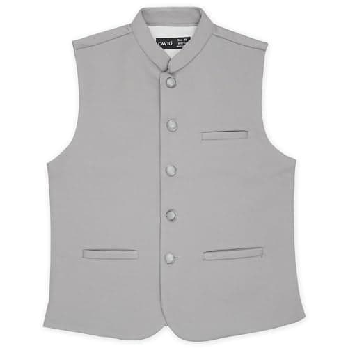 CAVIO Boys Grey Solid Nehru Jacket
