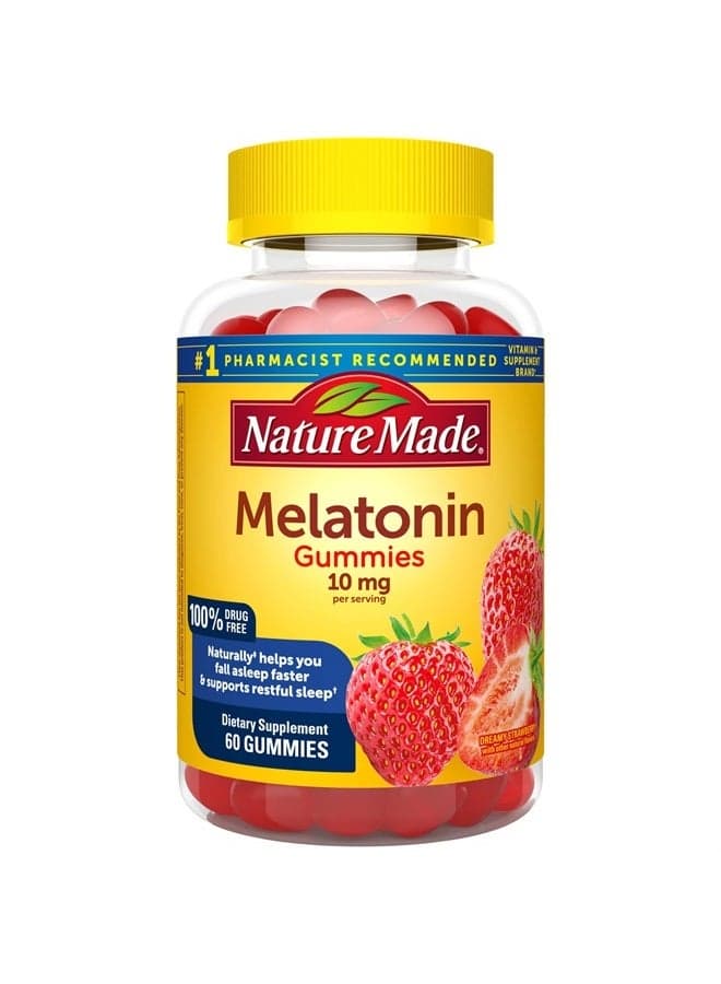 Melatonin 10mg per serving, Maximum Strength 100% Drug Free Sleep Aid for Adults, 60 Gummies, 30 Day Supply