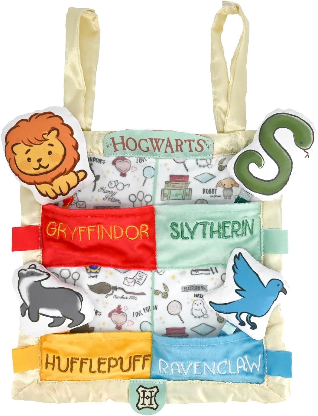 KIDS PREFERRED Harry Potter Hogwarts House Peek a Boo On The Go Activity Toy Lovey Security Blanket for Newborns Babies and Toddlers