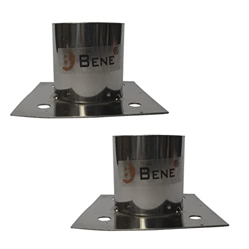BENE Gate Light Stand, Stainless Steel, Gate Light Metal Stand, Outdoor Light Fixtures, SS, Square, 9 x 9 x 5 Centimetres, Pack of 2