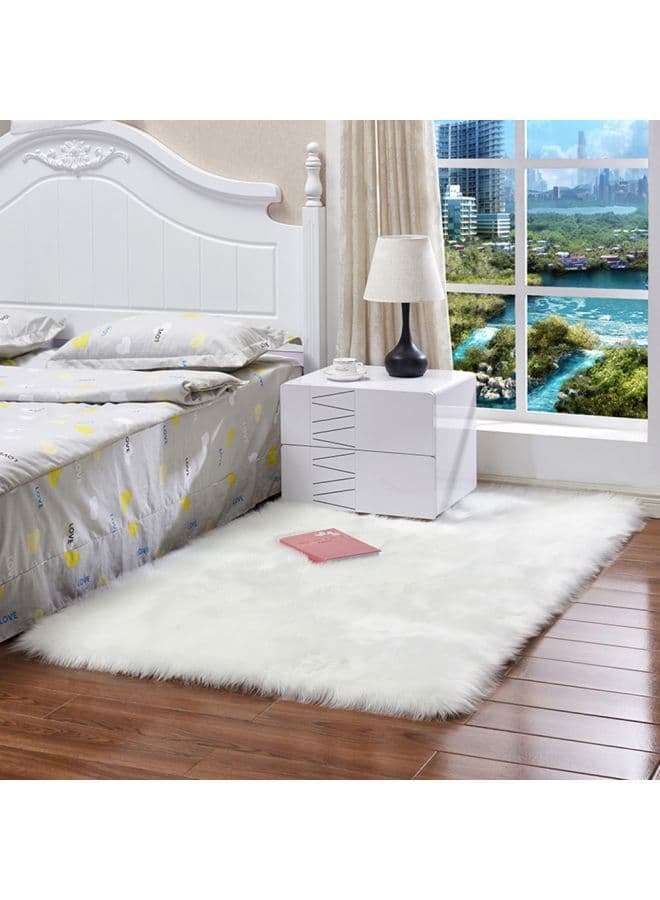 Fluffy Floor Rug White 30x5x20centimeter