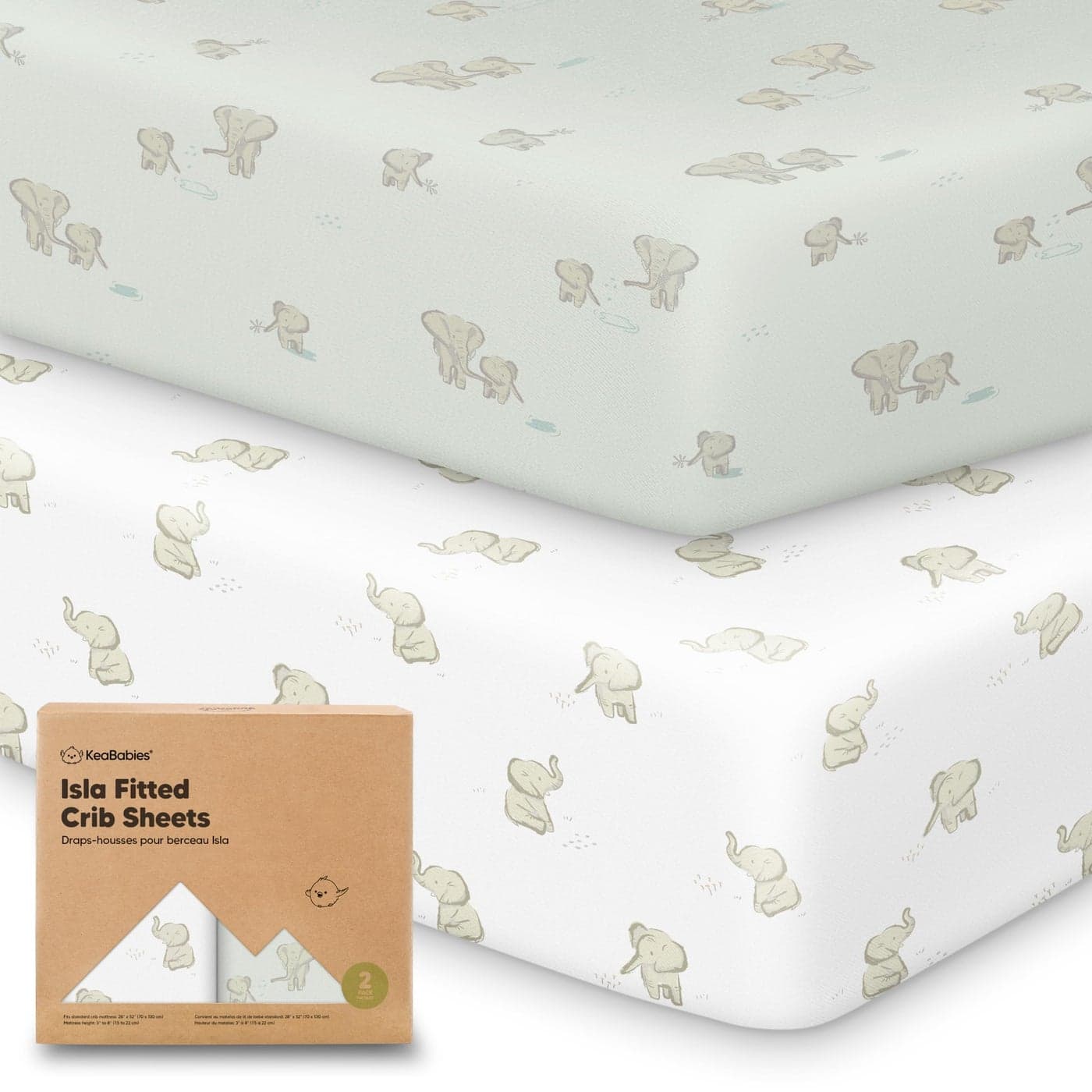 KeaBabies 2Pack Baby Crib Sheets for Boys Girls 52x28 Viscose Derived from Bamboo Toddler Bed Sheets Neutral Fitted Crib Mattress Cover for Standard Baby Bedding Soft Cozy Elly
