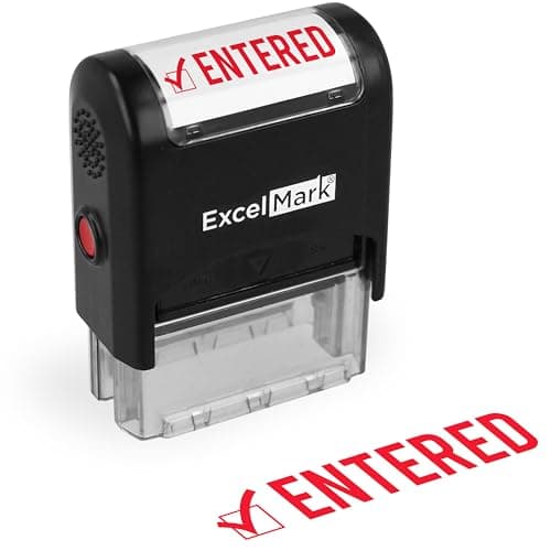 ExcelMark Entered Self-Inking Rubber Stamp - Red Ink A1539