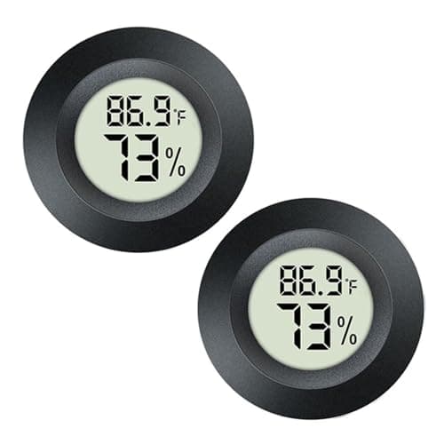 JEDEW 2 Pack Hygrometer Thermometer Digital Humidity Meter Indoor/Outdoor Humidity Monitor Reptile Thermo-Hygrometer for Greenhouse Humidors Terrarium Jars, Fahrenheit (℉) /Celsius(℃) (2)