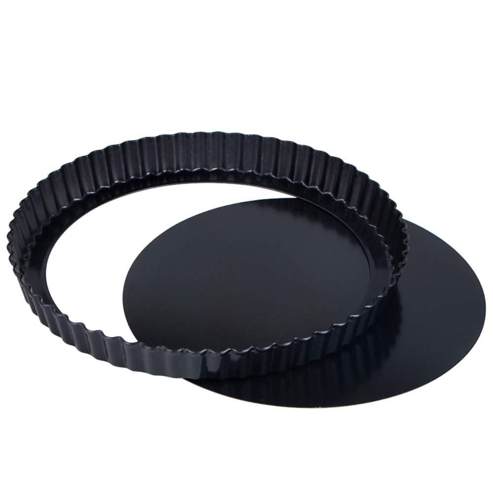 Webake 9 Inch Round Tart Pan with Removable Loose Bottom Nonstick Carbon Steel Fluted Flan Quiche Pan Large Tart Tin