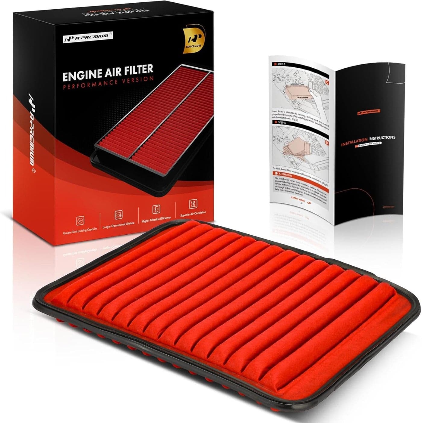 A-Premium High-Performance Pre-Oiled Engine Air Filter for Multiple Vehicle Models