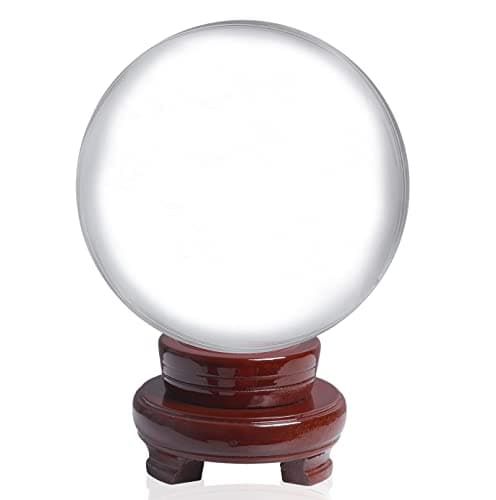 LONGWIN 120mm (4.7 inch) Large Crystal Divination Ball Decorative Glass Balls Photography Props Free Wooden Stand