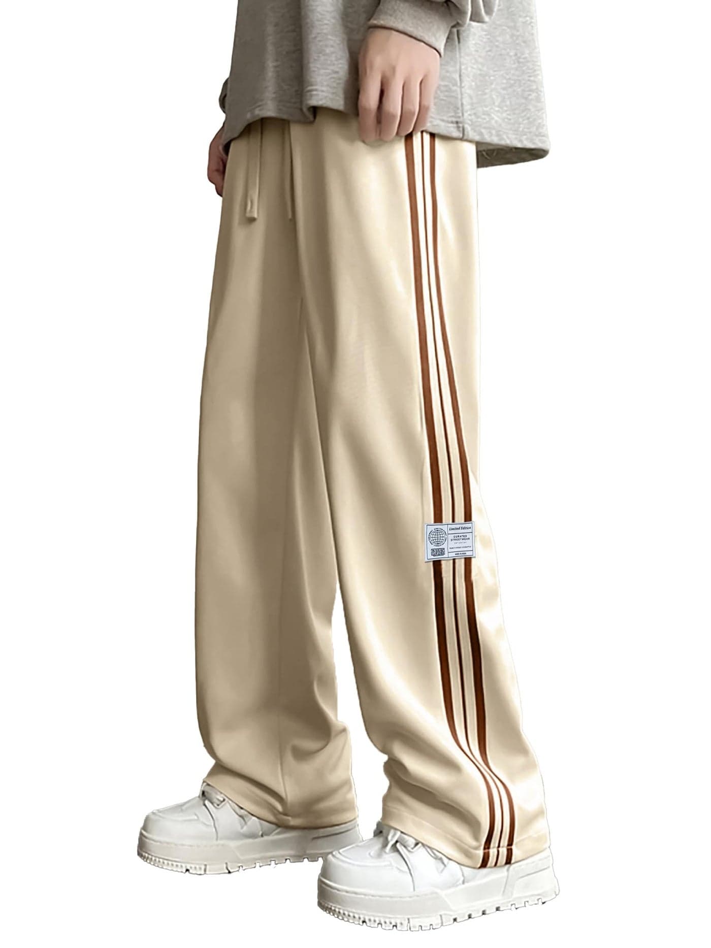 Maniac Mens Colorblock Biscuit and Brown Color Baggy Fit Pant