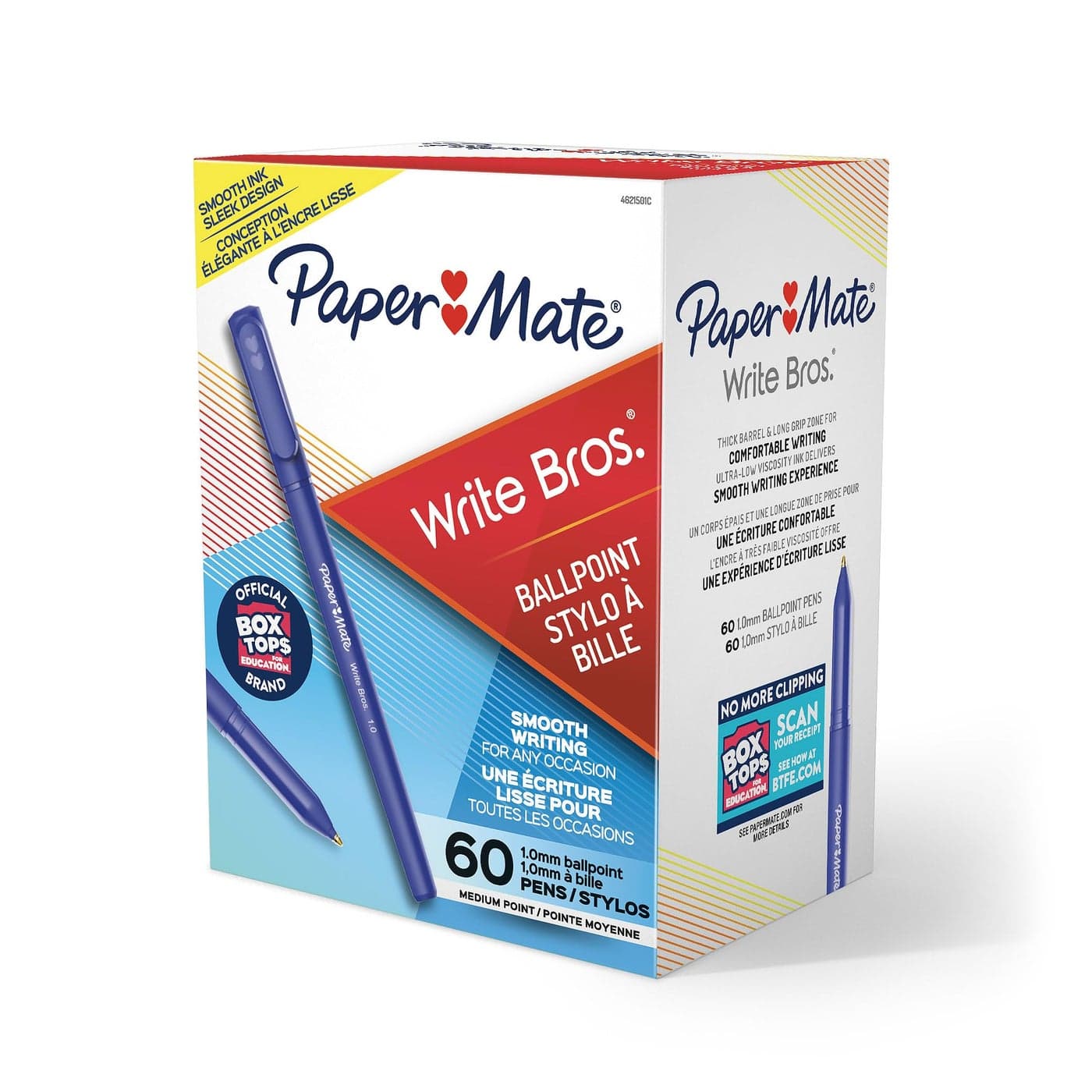 Paper Mate Ballpoint Pens Write Bros Blue Ink Pens Medium Point 10mm 60 Count