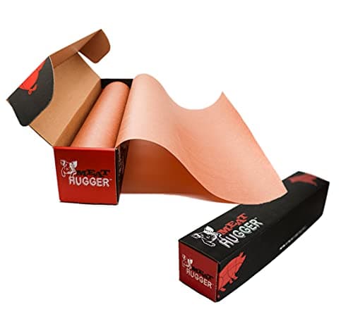 Meat Hugger - Pink Butcher Paper Dispenser Box (17.25 Inch by 225 Feet Roll) - Heavy Duty Unwaxed Unbleached Food Grade Paper - Smoker Safe, Use Wrap While Cooking For Tender Meat