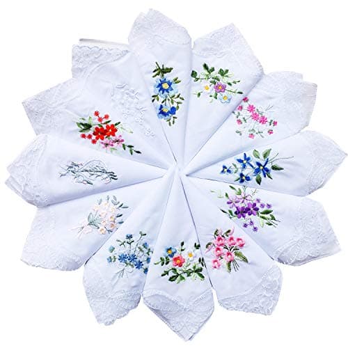 La closure Cotton Embroidered Ladies Lace Handkerchiefs 9 Pieces