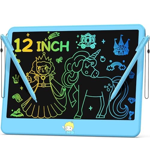 Hockvill LCD Writing Tablet for Kids 12 Inch, Toys for Boys Girls Drawing Pad for 3 4 5 6 7 Year Old Kids Toys, Toddler Erasable Doodle Board Travel Essentials, Children’s Day Gift for Kids - Blue