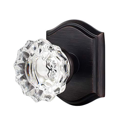 CLCTK Passage Glass Door Knobs Interior, Antique Crystal Door Knobs for Hall Closet, Oil Rubbed Bronze Door Knob