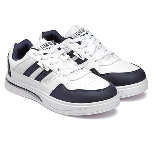 ASIAN Men's Waterproof-03 Sports Running, Walking & Gym Shoes with Max Cushion Technology | Latest Casual Sneakers,Lace up Lightweight Shoes for Men's & Boy's White Navy
