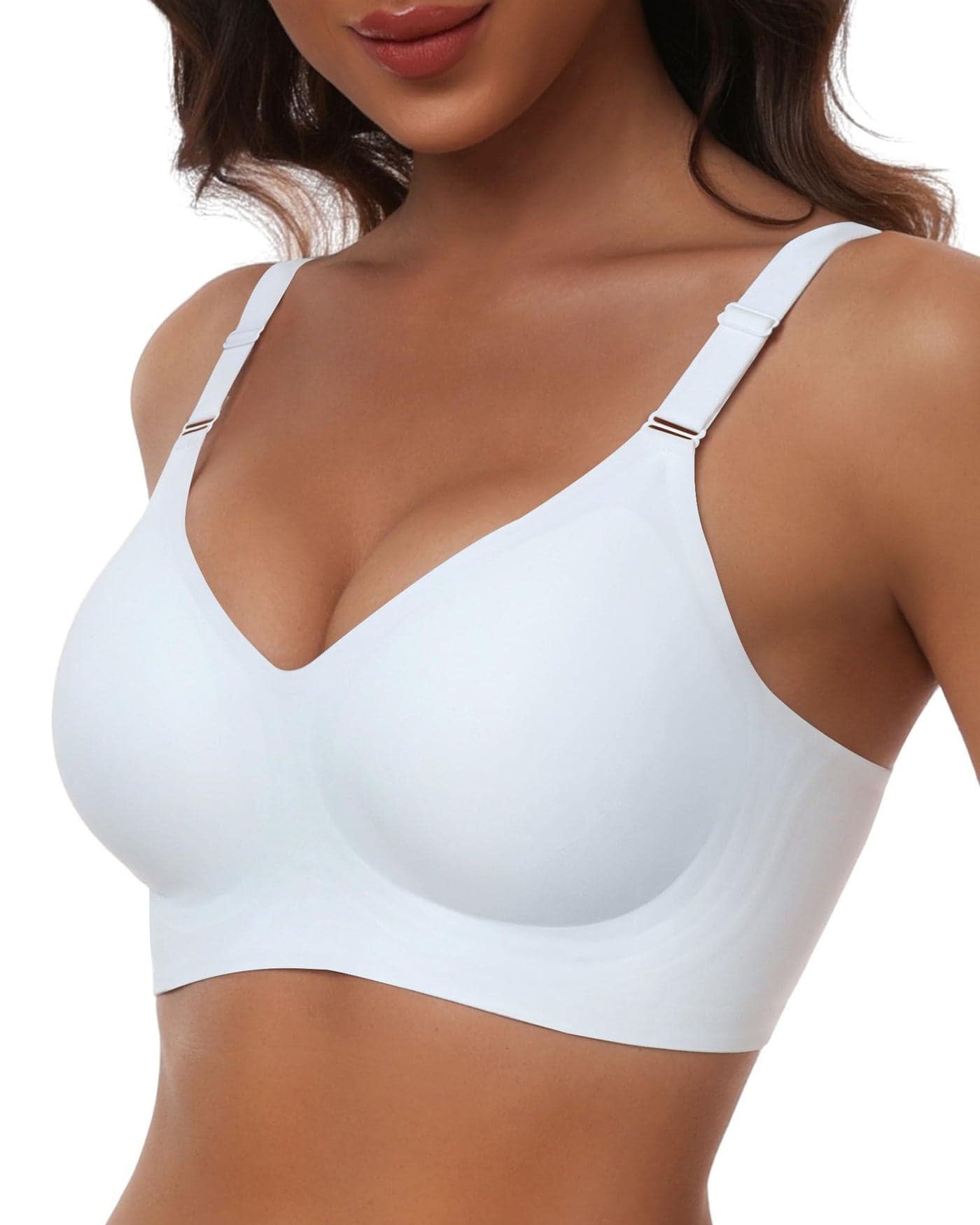 HORISUN Bras Wireless Supportive Plus Size Bras for Women(White 3XL)
