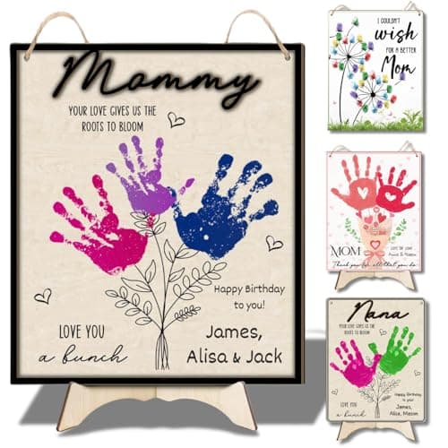 Mothers Day Handprint Art Craft Mothers Day Birthday Grandparents Gift from Kids Toddler Baby Floral Bouquet DIY Gift for Mom Children Toddler Baby Keepsake Your Love Gives Us Roots to Bloom