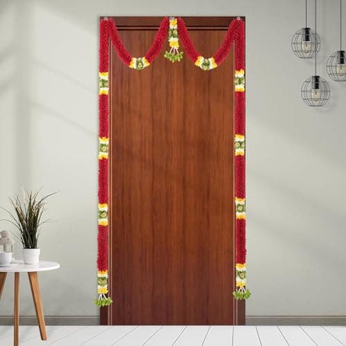 Daedal crafters Mini Thoma Toran for Main Door Entrance, Reusable Thoran for Pooja Mandir & Living Room Décor, Bandarwal for Festival Decoration, Flower Hanging for Home & Office Décor (42x60 inch)