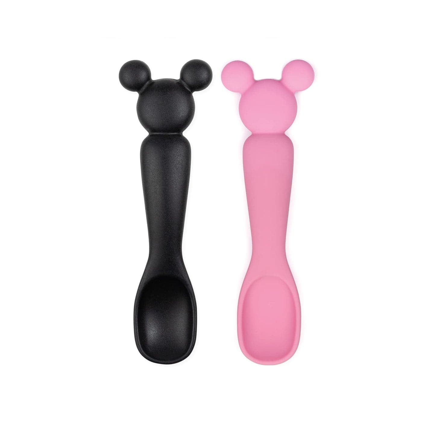 Bumkins Disney Baby Utensil Set Silicone Trainer Spoons for Dipping Soft Tip SelfFeeding Chew Baby Led Weaning First Year Training Supplies Essentials in Eating 4 Mos 2pk Minnie Mouse