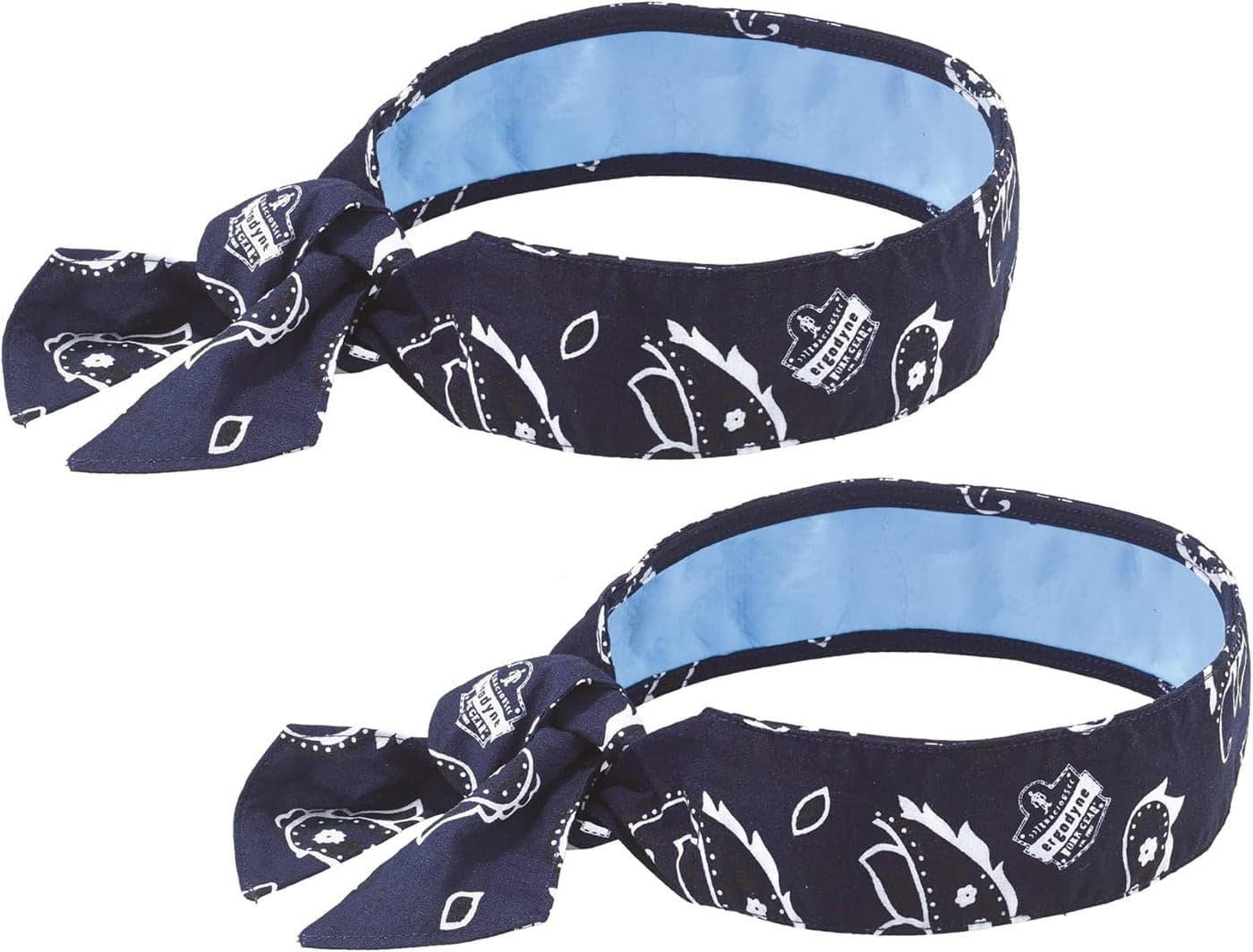 Ergodyne Chill Its Cooling Bandana Lined with Evaporative PVA Material for Fast Cooling Relief Tie for Adjustable Fit Navy Western 2Pack