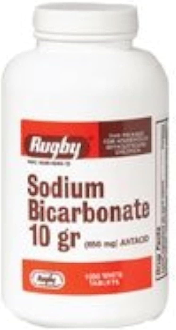 Rugby Sodium Bicarbonate 10 grains tablets relieve heartburn, antacid - 1000 ea