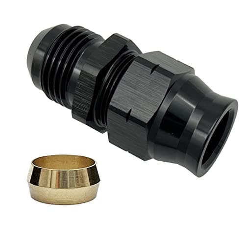KRD PERFORMANCE 12AN to Fuel Hardline Tube Adapter Fitting 12AN Male Flare to 34 inch 19mm OD Hard Line Tubing Aluminum Black