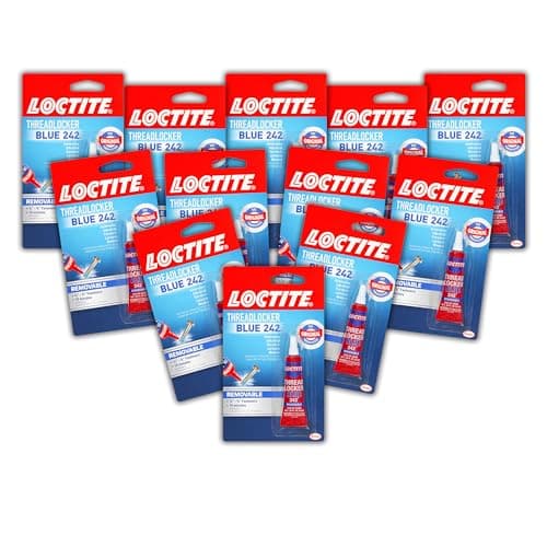 Loctite Threadlocker Blue 242 Removable Thread Lock Glue for Nuts Bolts Fasteners Medium Strength Screw Glue to Prevent Loosening Corrosion 6 ml 12 Pack