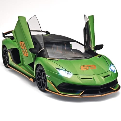 OANMYJJO Car Toys for Boys 118 Diecast Cars SVJ 63 Model Car KitsCollectibles Model with Light and SoundRace Cars for Kids Ages 48Green