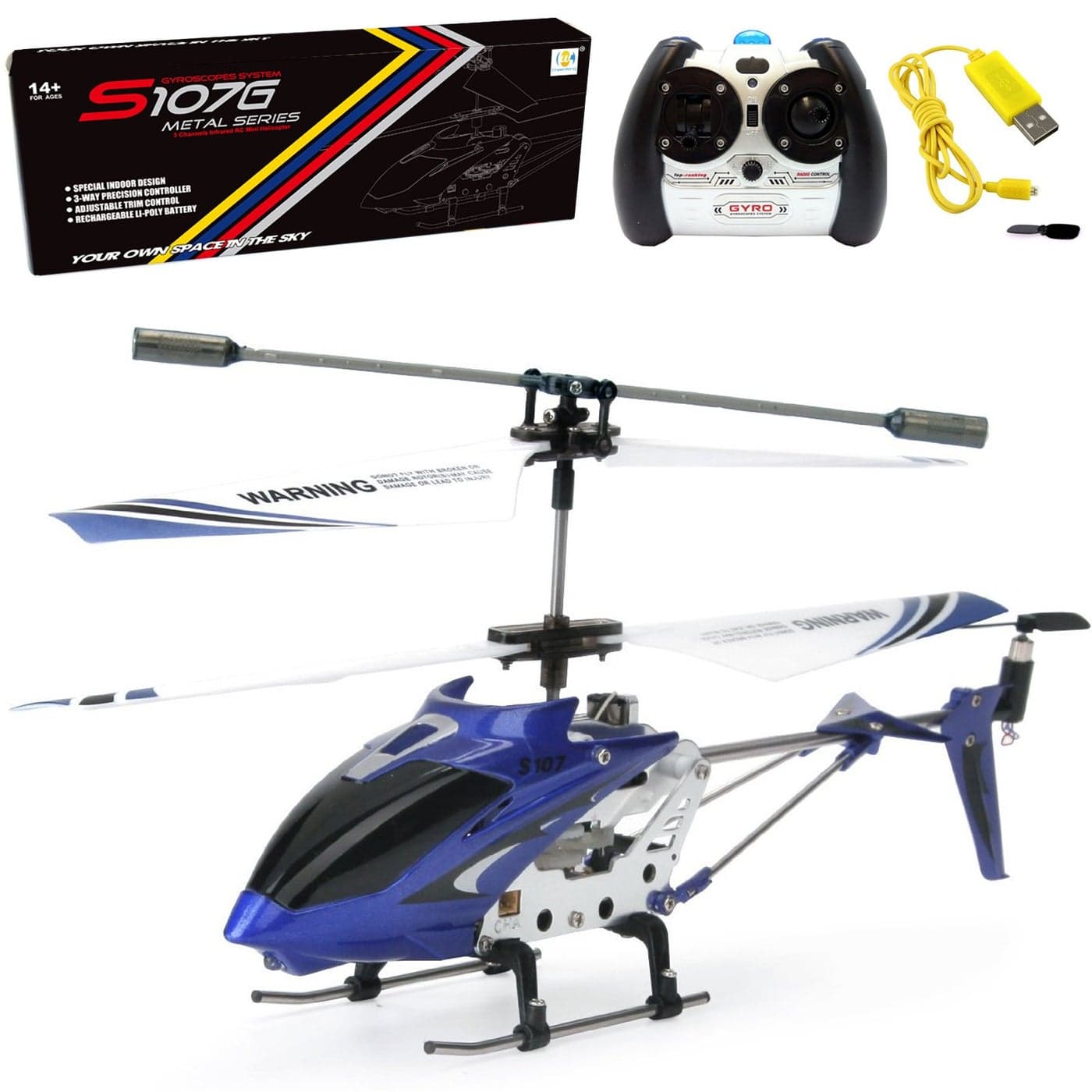 Cheerwing S107S107G Phantom 3CH 35 Channel Mini RC Helicopter with Gyro Blue