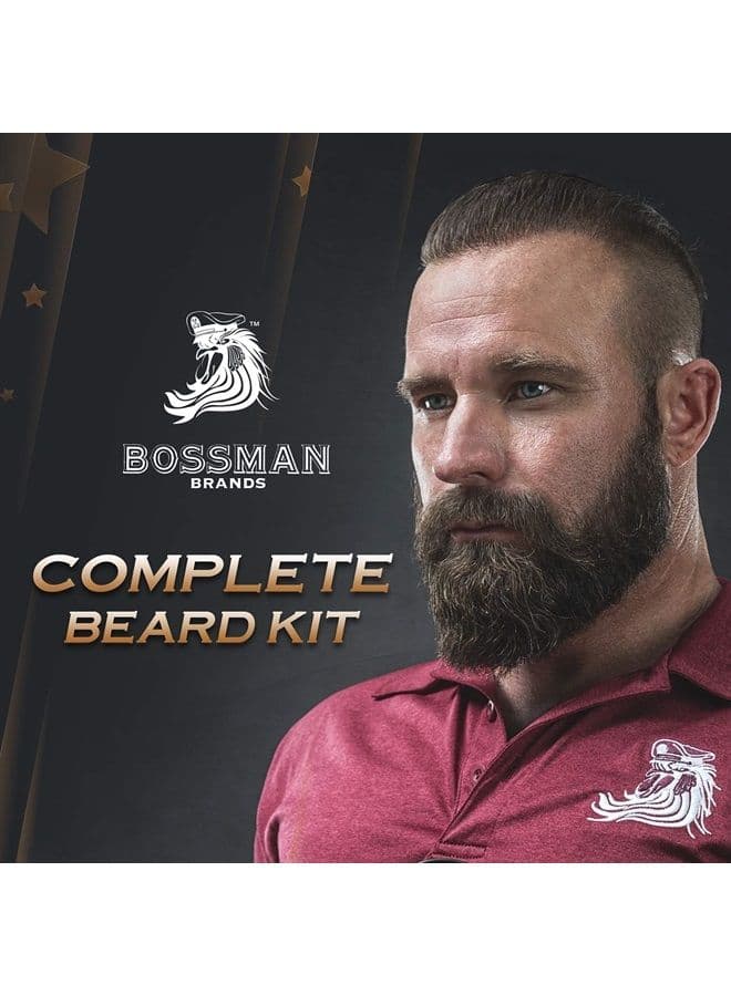 Complete Beard Kit - Made in USA - Beard Oil - Conditioner - Beard Balm - Comb - Mustache Wax -Stop Beard Itch - Grow Thicker (Naked)