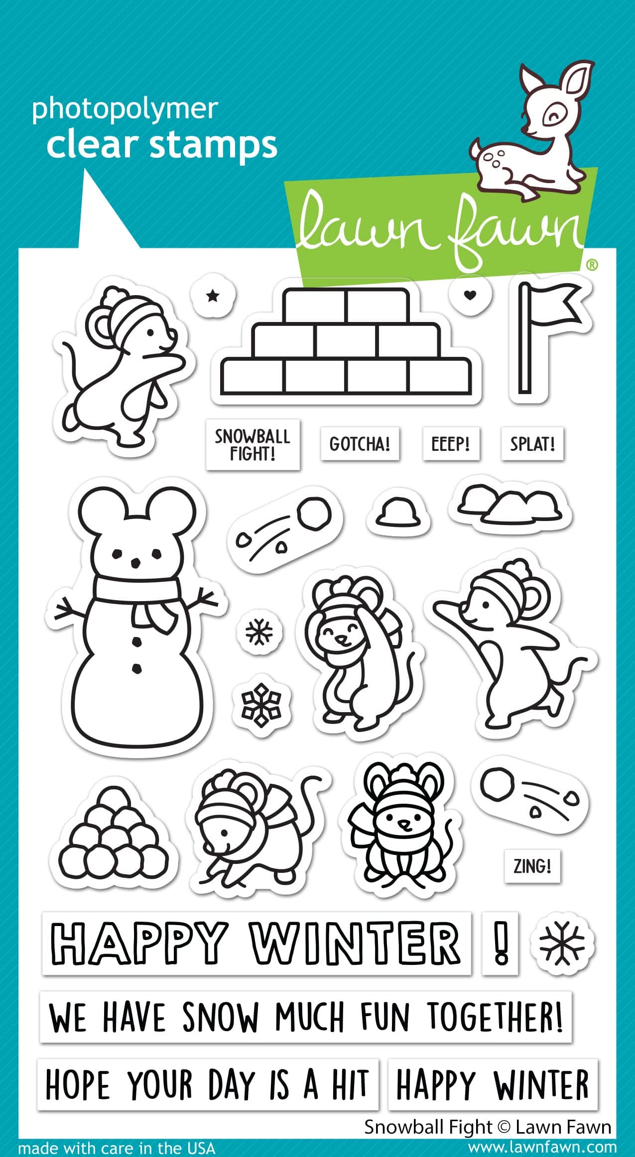 LAWN FAWN Snowball Fight Clear Stamps 4"X6"