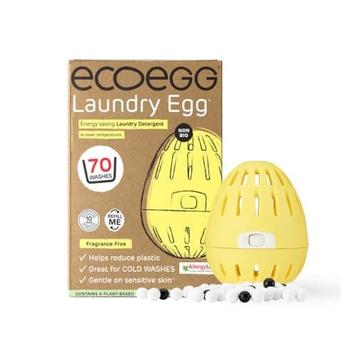 Ecoegg Laundry Egg | Detergent & Fabric Conditioner Replacement | Non bio, no enzymes, phosphates, bleach | Sensitive Skin | Orange Blossom 70 Washes (Fragrance Free)
