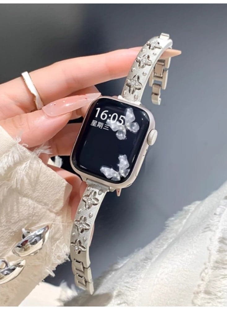 Watch Strap Advanced Metal Replacement Strap Bracelet Star Silver For iwatch S10 【46mm】