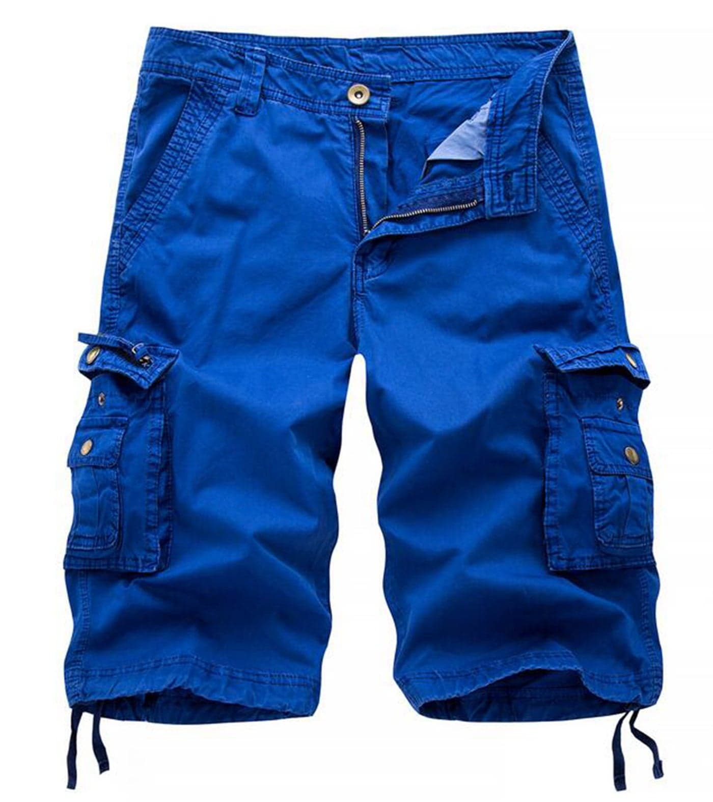 AOYOG Men's Solid Multi-Pocket Cargo Shorts Casual Slim Fit Cotton,Blue,Tag36 US34, Blue #082, Lable size 36(US 34)