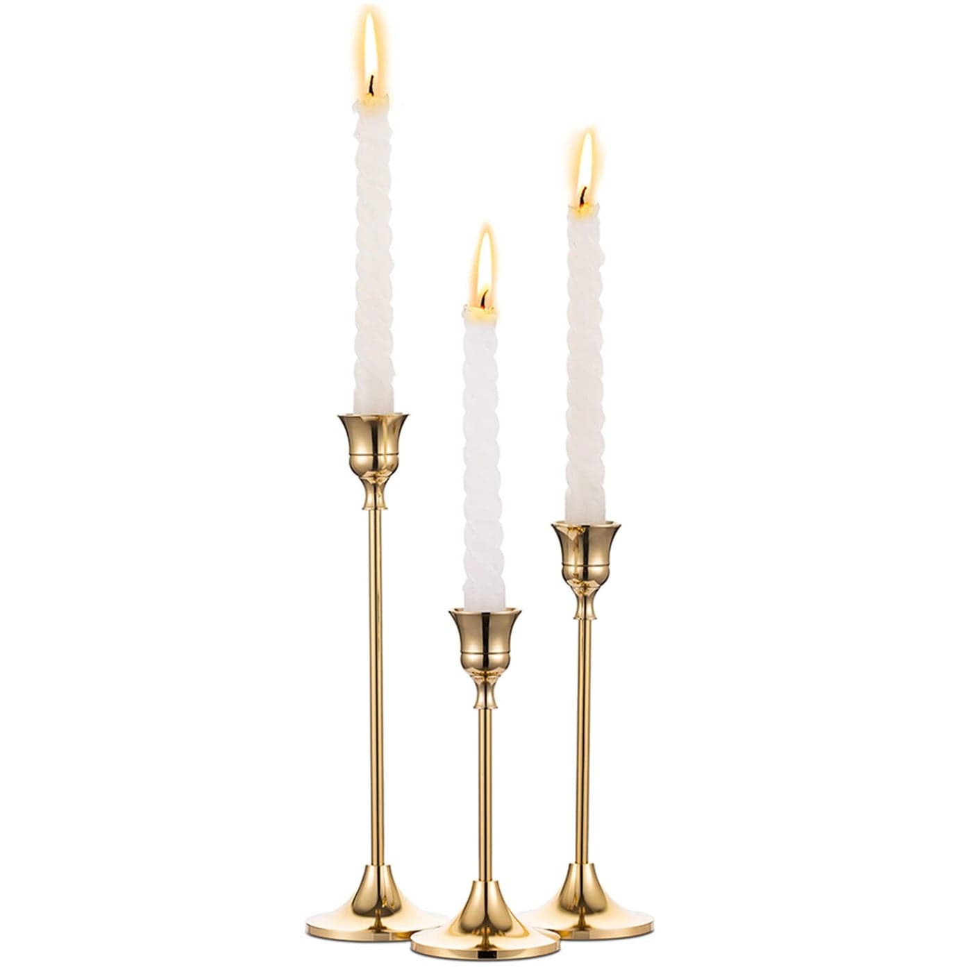 Candlestick Holders Taper Candle Holders Set of 3 Candle Stick Holders Set Brass Gold Candlestick Holder Set Vintage Modern Decorative Centerpiece for Table Mantel Wedding Housewarming Gift