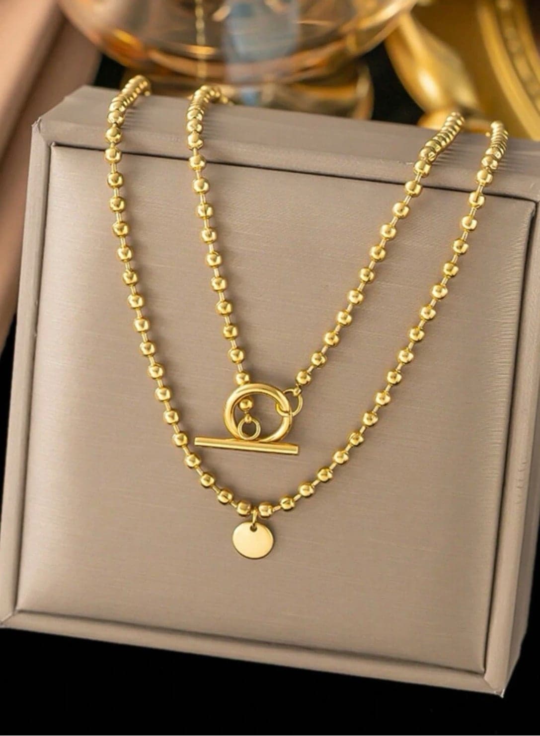 Elegant Stainless Steel Gold Plated Necklace For Women