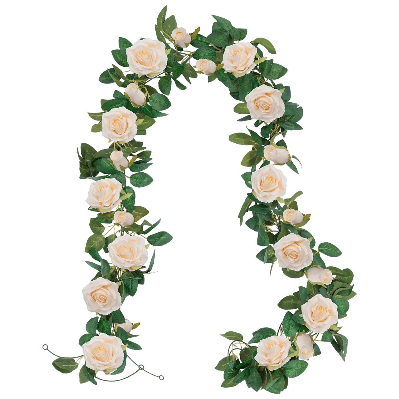 UArtlines 3 Pack Artificial Champagne Rose Vines Floral Garlands Total 195 Ft Fake Vine Silk Flower Garland for Indoor Outdoor Home Wedding Arch Garden Wall Decoration