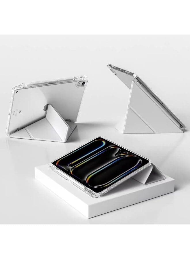 Origami Case for iPad Pro 11 Inch 2024/2025 with Pen Holder, Multiple Viewing Angles 5 in 1, Clear Back Cover Shockproof Clear Back Cover