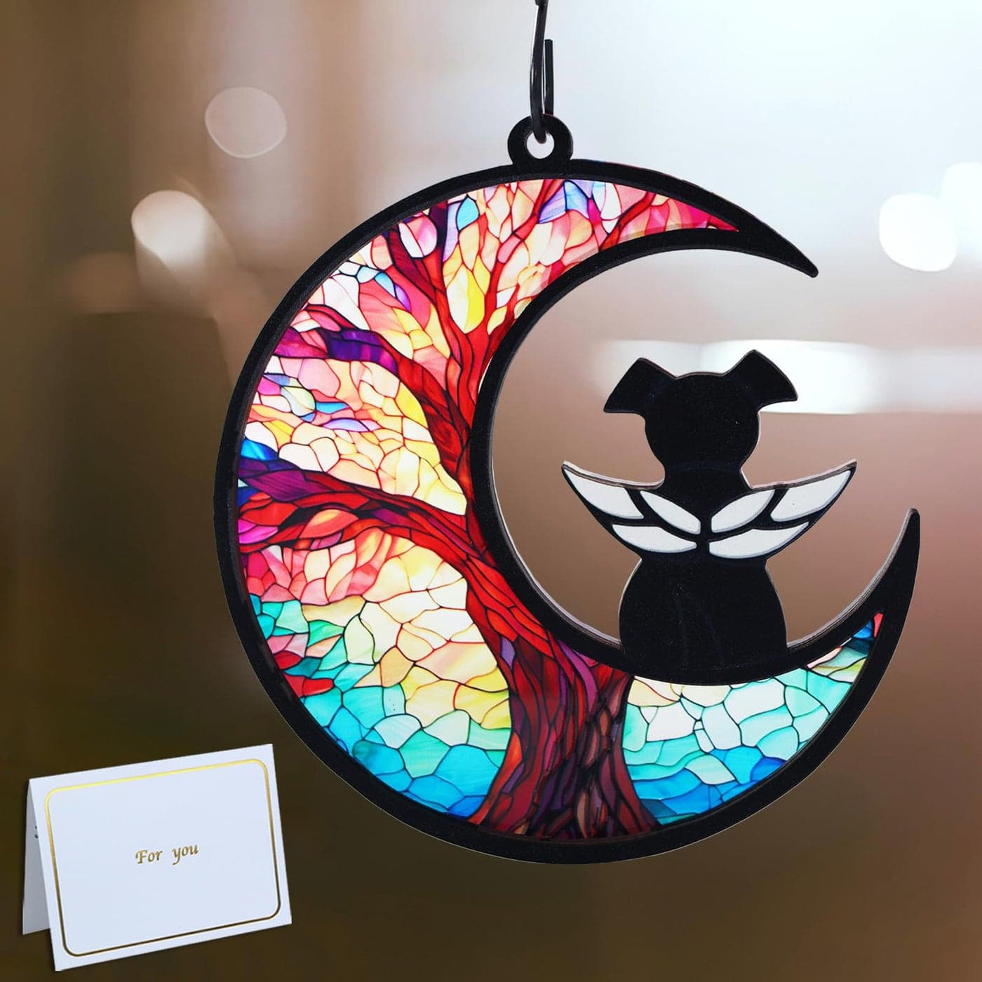 Original CCiaga DIY Dog Angel Memorial Suncatcher with Sympathy CardMemorial Gifts for Loss of Dog Sympathy GiftPet Memorial Gifts for Dogs3Life Tree