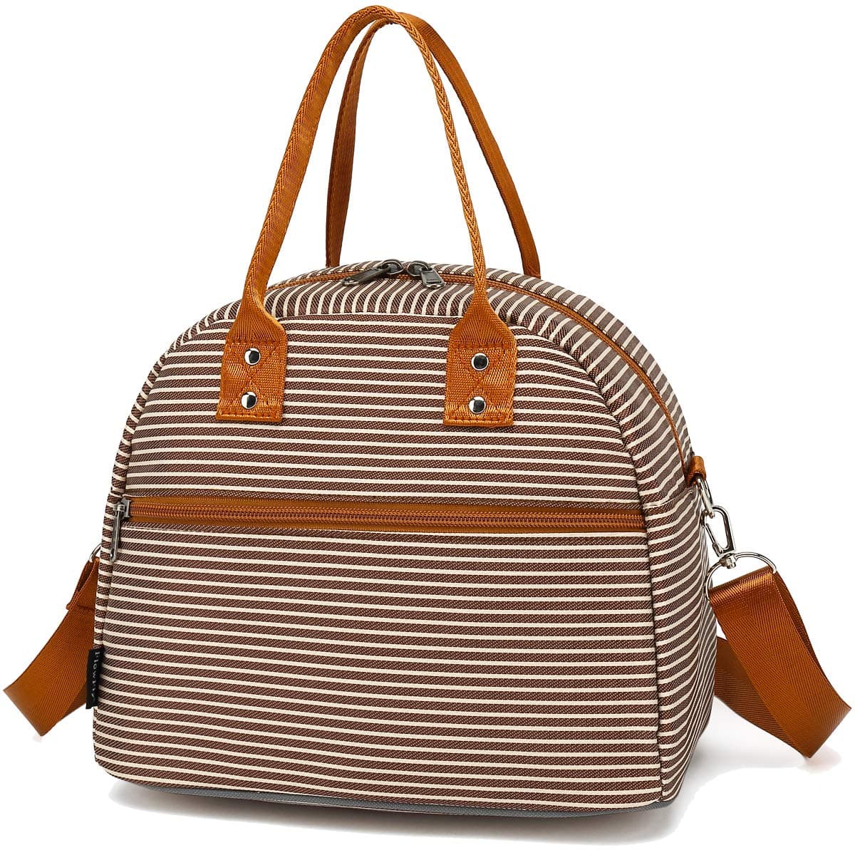 FlowFly Insulated Lunch Bag With Shoulder Strap for Women Men and Kids Large and Reusable Handle Freezable Work and School Travel Tote and Meal Prep OrganizerCoffee