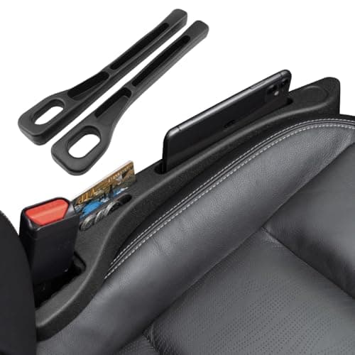STHIRA® 2Pcs Car Seat Gap Filler Organizer EVA Material with Multi-Storage Compartments for Phones, Coins & More, Black Car Seat Side Gap Filler Universal Fit with Buckle Base for Enhanced Safety