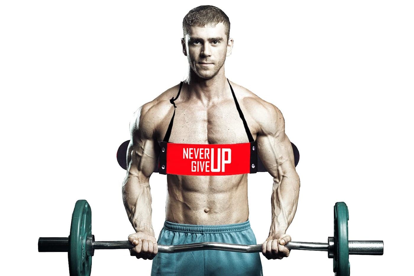 Aprodo Arm Blaster - Heavy Duty Biceps Isolator for Bodybuilding, Weightlifting, Gym, Exercise, Workout - Bicep Arm Trainer, Never GIVE UP (RED)