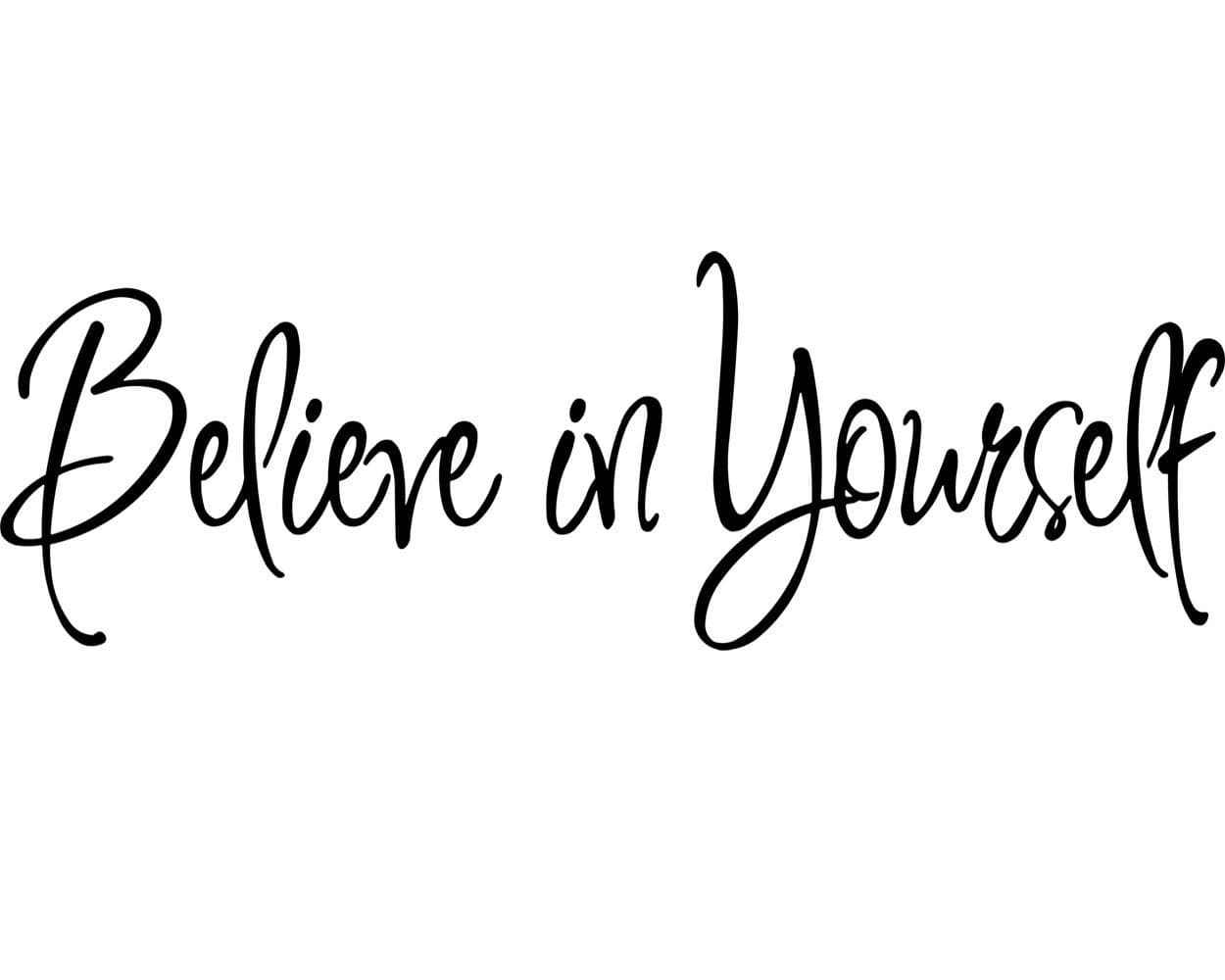VWAQ Believe in Yourself Wall Decal - Living Room Wall Decor Motivational Stickers Inspirational Quotes Positive Affirmation Stickers Home Decor