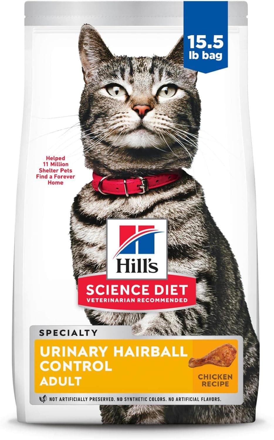 Hills Science Diet Urinary Hairball Control Adult 16 Urinary Track Health Hairball Control Support Dry Cat Food Chicken Recipe 155 lb Bag